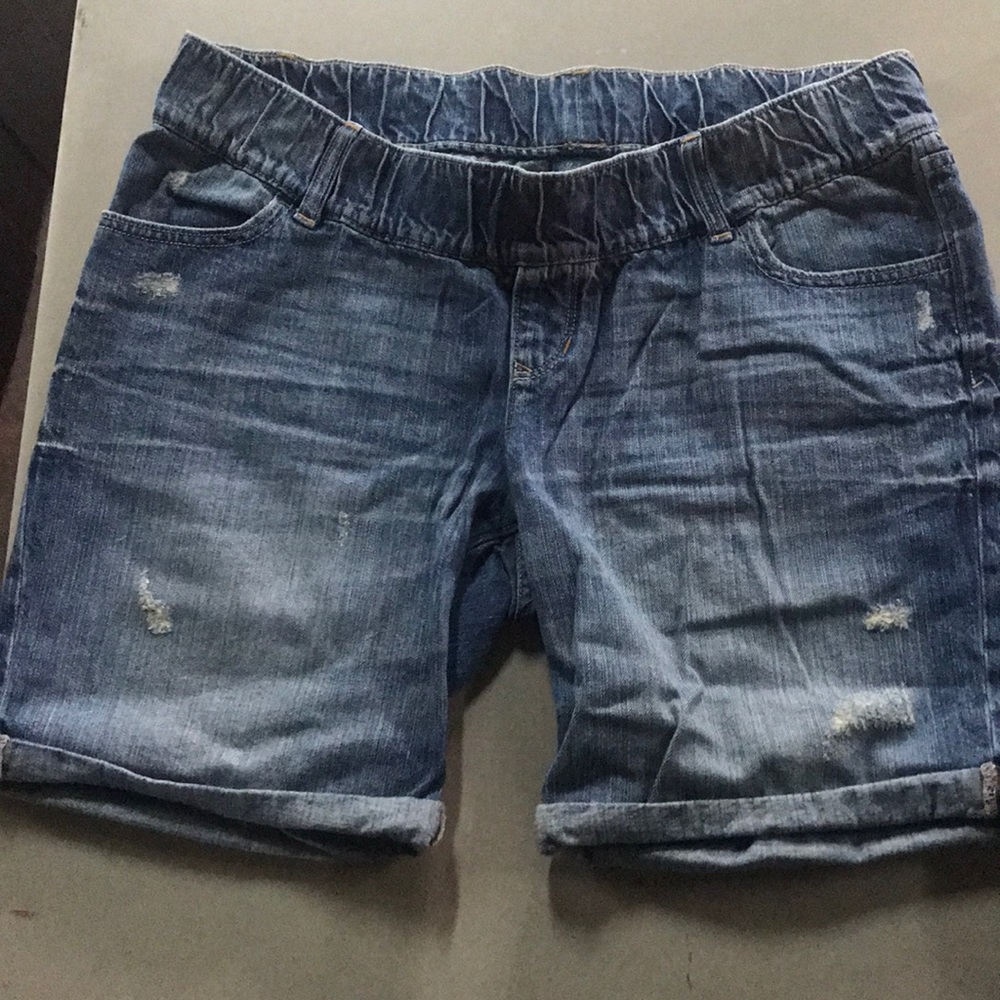 ON Bermuda style distressed denim shorts